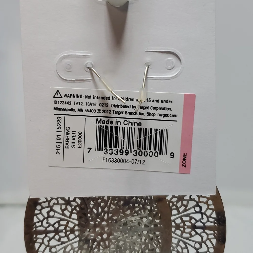 2 for $15 Target teardrop silver stamping earring - Picture 3 of 3
